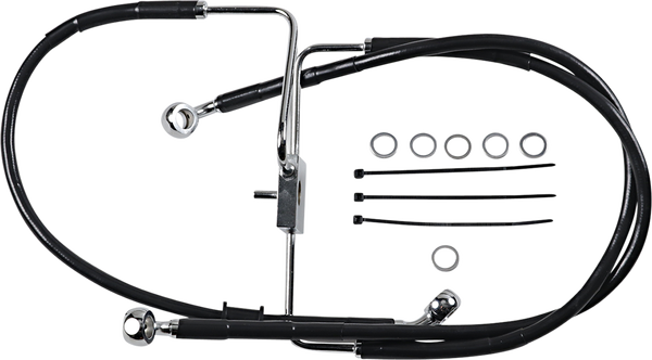 Extended Length Stainless Steel Brake Line Black, Vinyl Coated Oversize [+51 mm (2'')], 1, nordicamoto.ro