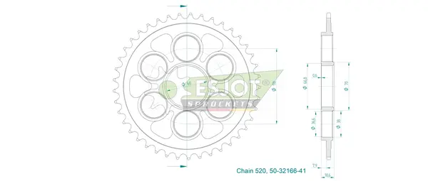Standard Sprocket Rear 520 Zinc Plated, 2, nordicamoto.ro