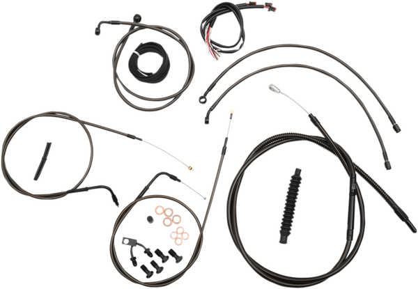 Complete Midnight Braided Handlebar Cable/brake Line Kit Black, 1, nordicamoto.ro