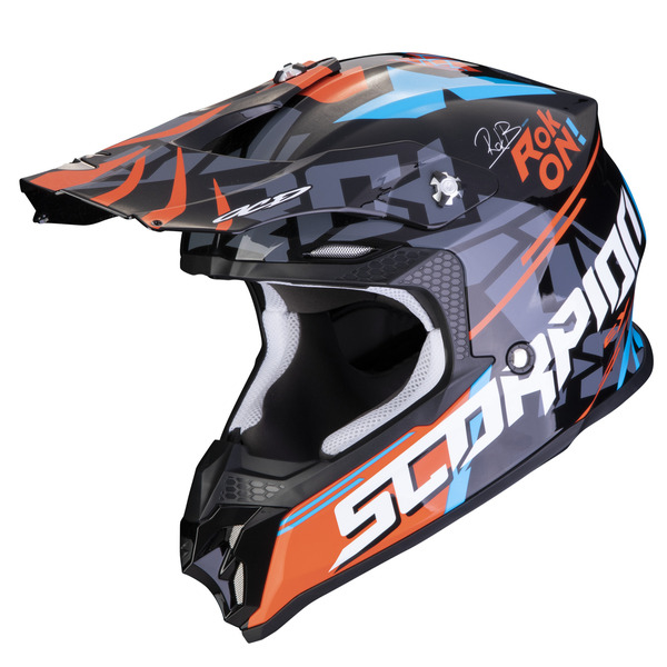 Casca cross-enduro SCORPION EXO VX-16 EVO AIR ROK Negru/Portocaliu-1