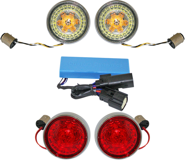 Complete Front & Rear Turn Signal Conversion Kit With Bullet Bezel Lenses Chrome, 1, nordicamoto.ro