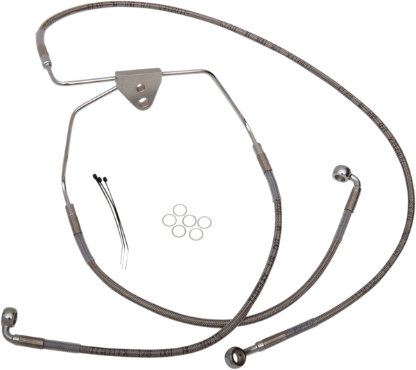 Extended Length Stainless Steel Brake Line Kit Silver, Clear-coated Oversize [+203 mm (8'')], 1, nordicamoto.ro