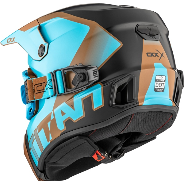 Cască CKX Titan AMS Nunavut Albastru/Pecan Mat + ochelari de protecție, M, 4, nordicamoto.ro
