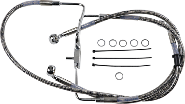Extended Length Stainless Steel Brake Line Silver, Clear-coated Oversize [+254 mm (10'')], 1, nordicamoto.ro