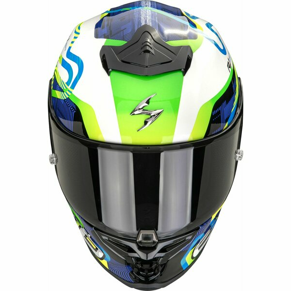 Casca integrala sport SCORPION EXO-R1 EVO II AIR CORNERING M Alb/Albastru/Verde-2