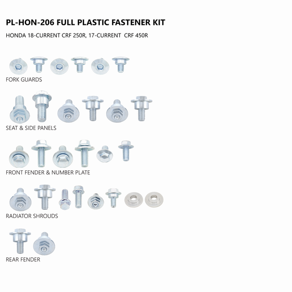 Full Plastic Fastener Kit Steel 