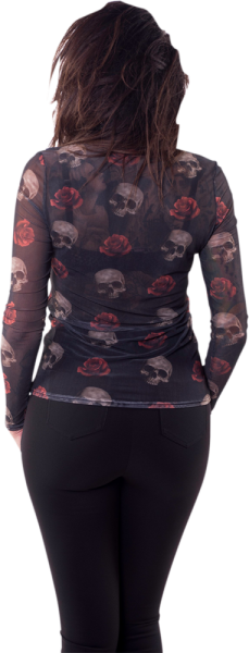 Women's Floating Skulls Sheer Shirt Black XL, 1, nordicamoto.ro