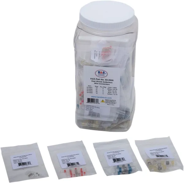 Set de conectori termocontractabili fără lipire / rezerve: albastru, roșu, alb, galben, 1, nordicamoto.ro