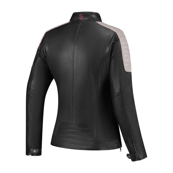 Geacă Piele Damă Rusty Stitches Alice Black/Pink Fluo-0