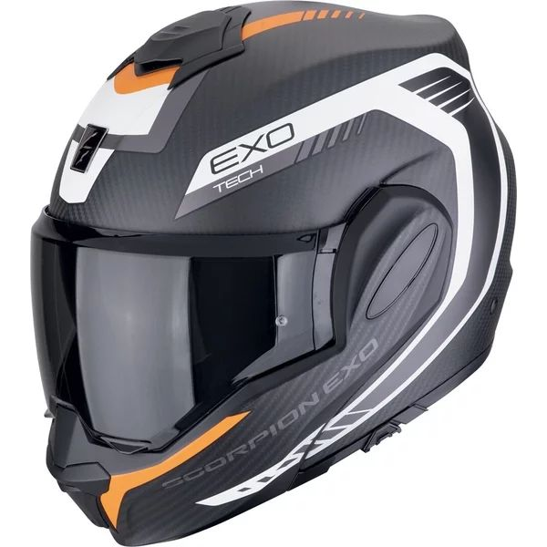 Casca modulara flip-back SCORPION EXO-TECH EVO CARBON COSY S Negru mat/Portocaliu, 8, nordicamoto.ro