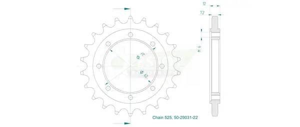Pinion standard față 525, culoare naturală, 2, nordicamoto.ro