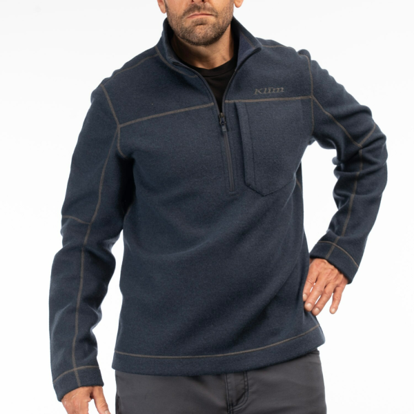 Pulover Snowmobil Klim Bighorn Canyon Wool Fleece 1/4 Zip Mid Layer Black Heather-9