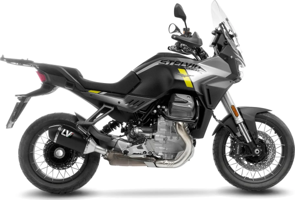 Tobă de eșapament LeoVince LV-14 Black Edition Slip-On pentru Moto Guzzi Stelvio, 4, nordicamoto.ro
