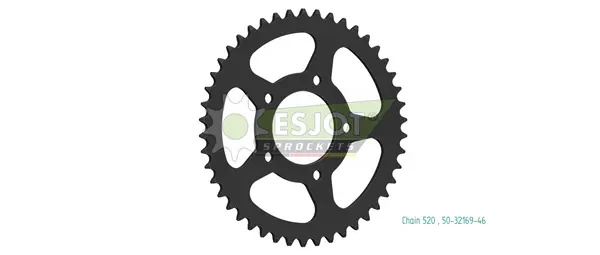 Pinion standard spate 520 negru, 1, nordicamoto.ro