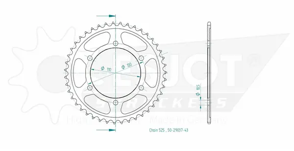 Pinion standard spate 525 negru, 2, nordicamoto.ro