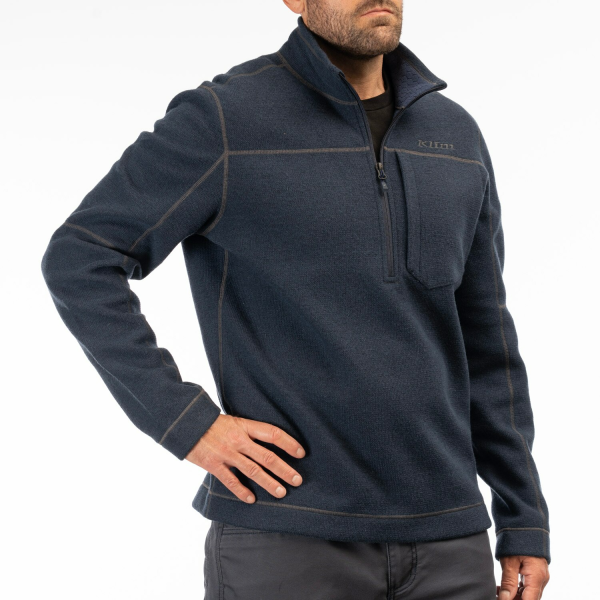 Pulover Snowmobil Klim Bighorn Canyon Wool Fleece 1/4 Zip Mid Layer Black Heather-6