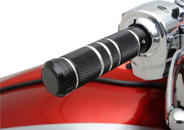 Knurled Grooved Custom Grips Black, Silver, 1, nordicamoto.ro
