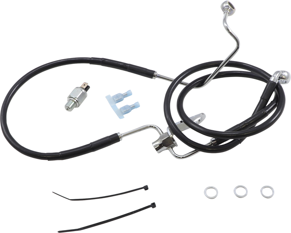 Extended Length Black Vinyl Brake Line Kit Black, Vinyl Coated Oversize [+76 mm (3')], 1, nordicamoto.ro