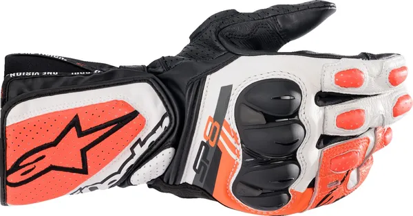 Manusi Alpinestars SP-8 V3 Black/White/Fluorescent Red-2