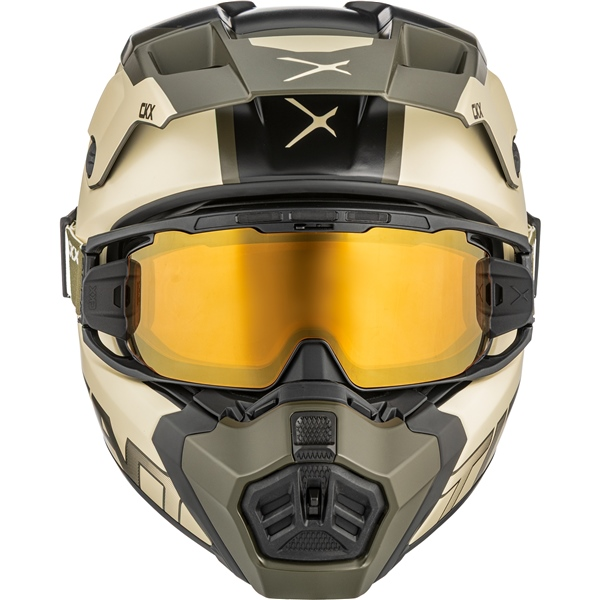 Cască CKX Titan AMS Nunavut bej/verde mat + ochelari de protecție, M, 2, nordicamoto.ro