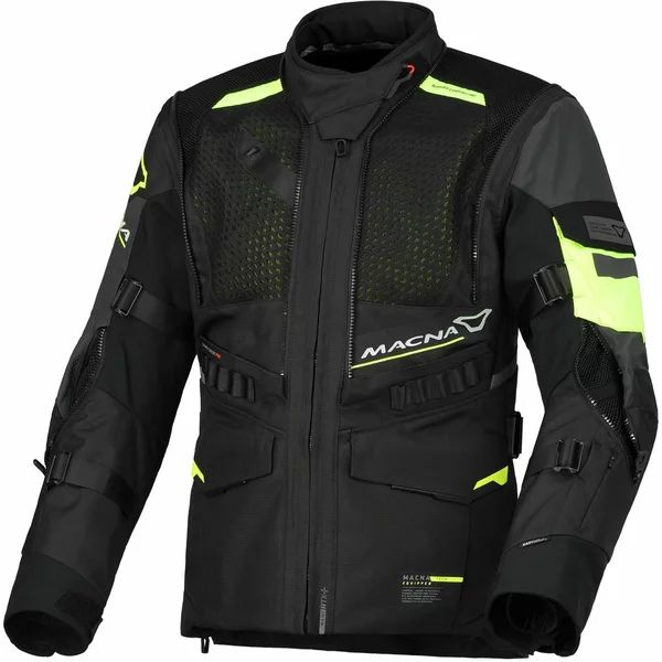 Geaca dama textil impermeabila touring/adventure MACNA FLEXODUS Night Eye™ S Negru Night Eye/Galben fluo, 29, nordicamoto.ro