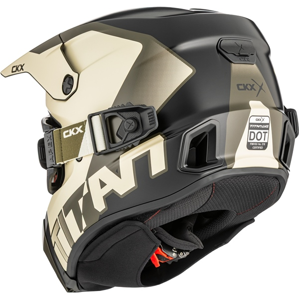 Cască CKX Titan AMS Nunavut bej/verde mat + ochelari de protecție, M, 18, nordicamoto.ro