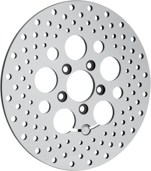 Polished Stainless Steel Drilled Brake Rotor Silver, Polished, 1, nordicamoto.ro
