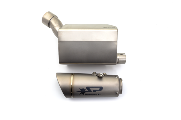 Grid-o 3/4 Exhaust System Stainless Steel Box Titanium Silencer Silver, 1, nordicamoto.ro