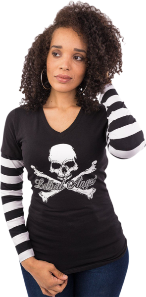 Tee Ls Wm Stripe Bk/wt Sm Black S, 1, nordicamoto.ro