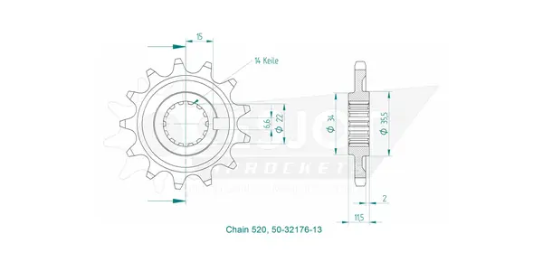 Standard Sprocket Front 520 Natural, 2, nordicamoto.ro