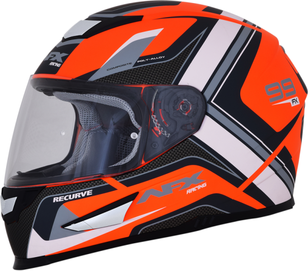 Fx-99 Recurve Street Helmet Matte Orange/white 2x-large Hi-vis, Orange 2XL, 1, nordicamoto.ro