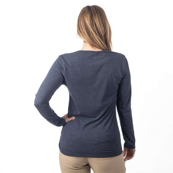 Tricou Dama Klim Haven Tri-blend LS Heathered Gray - Rain Forest-1