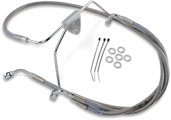 Extended Length Stainless Steel Brake Line Kit Silver, Clear-coated Oversize [+203 mm (8'')], 1, nordicamoto.ro