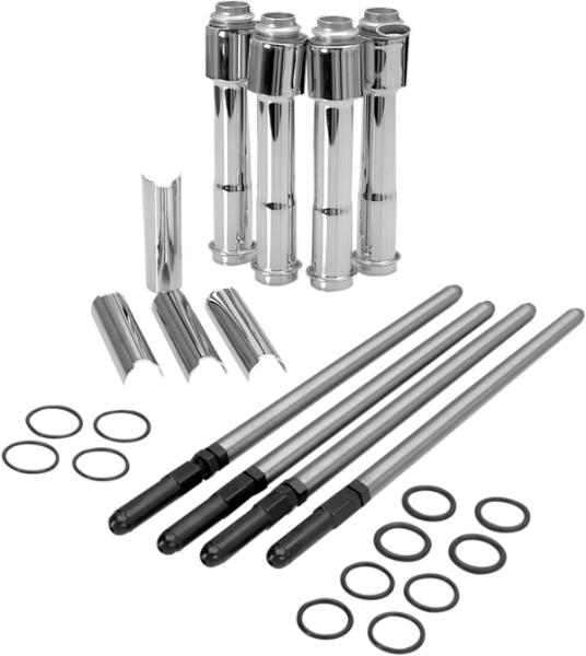 Adjustable Pushrod Cover Kit With Chrome Covers, 1, nordicamoto.ro