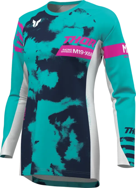 Womens Launchmode Bleach Jersey White, Blue -3