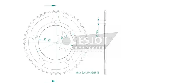 Pinion standard spate 520 negru, 2, nordicamoto.ro