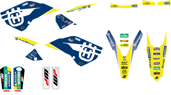 Trophy Graphic Kit Yellow, White, Blue, 1, nordicamoto.ro