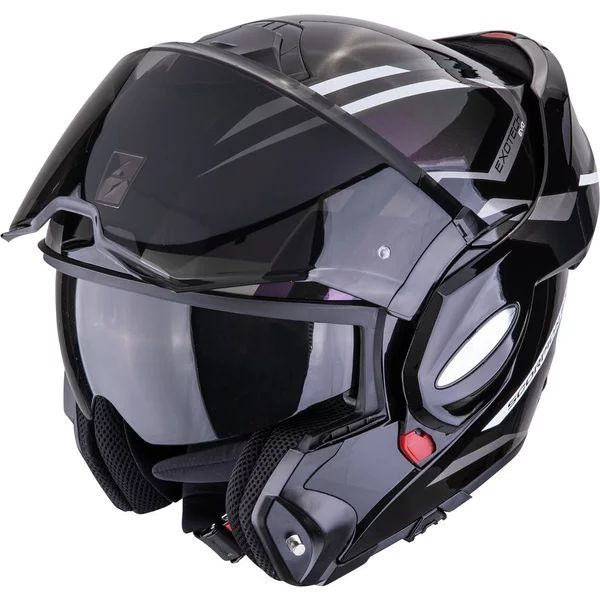 Casca modulara flip-back EXO-TECH EVO FURIO S Alb/Rosu/Albastru, 6, nordicamoto.ro