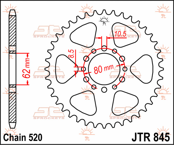 JT SPROCKETS Rear Sprocket Black -0