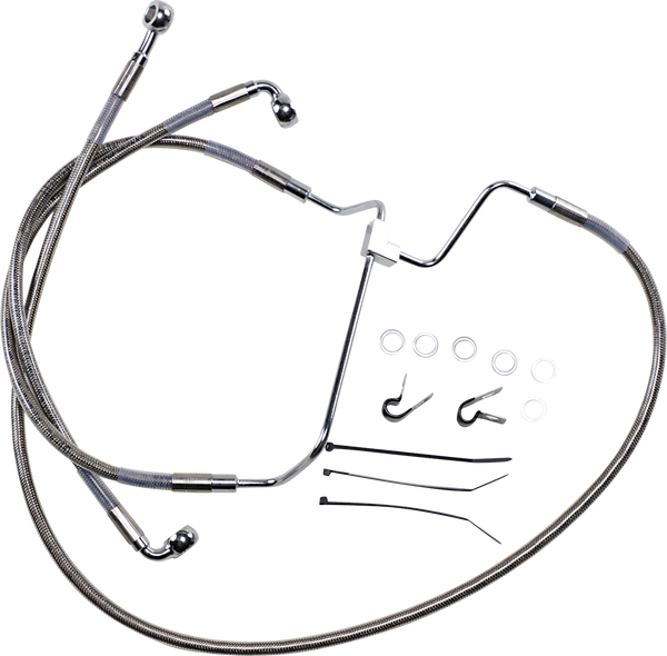 Extended Length Stainless Steel Brake Line Kit Silver, Clear-coated Oversize [+203 mm (8'')], 1, nordicamoto.ro