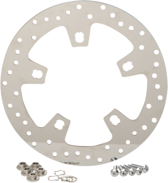 Polished Stainless Steel Drilled Brake Rotor Silver, Polished, 1, nordicamoto.ro