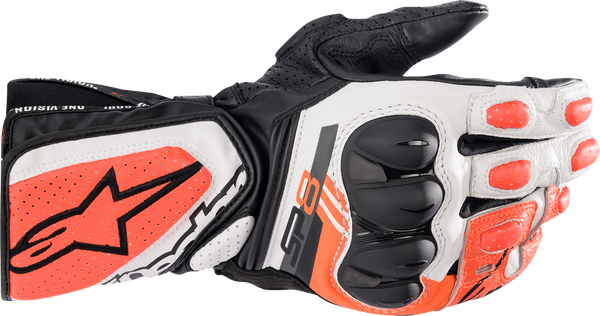 Manusi Alpinestars SP-8 V3 Black/White/Fluorescent Red-2