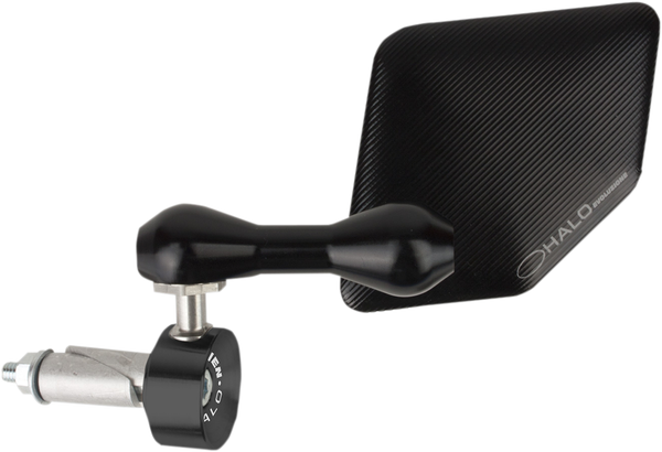 Halo Stainless Steel Bar End Mirror Black, 2, nordicamoto.ro