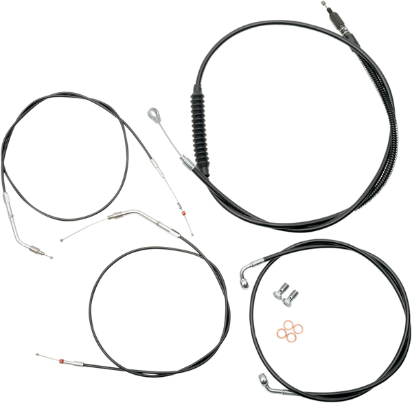 Standard Black Vinyl Braided Handlebar Cable/brake Line Kit Black, 1, nordicamoto.ro