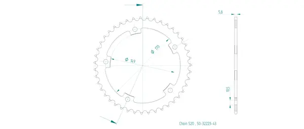 Pinion standard spate 520 negru, 2, nordicamoto.ro