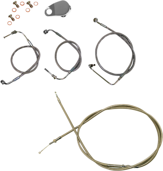 Standard Stainless Braided Handlebar Cable/brake Line Kit Silver, 2, nordicamoto.ro