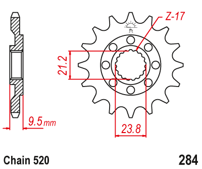 Pinion fata Honda CR 125/250/500 R / CRF 250/450 R / CRF 450 X (13 dinti) JTF284.13SC Enduro Expert 28413EE-1