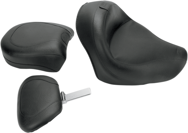 Vintage Wide Touring Seat With Driver Backrest Black, 1, nordicamoto.ro