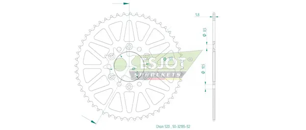 Pinion standard spate 520 negru, 2, nordicamoto.ro