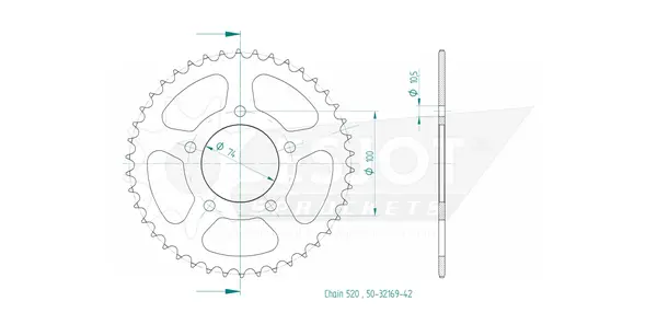Pinion standard spate 520 negru, 2, nordicamoto.ro